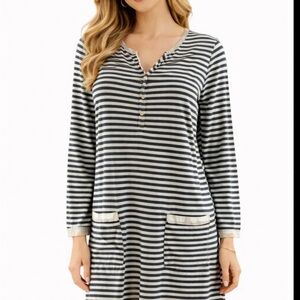 J. Crew Navy and White Striped Long-Sleeve Mini Dress